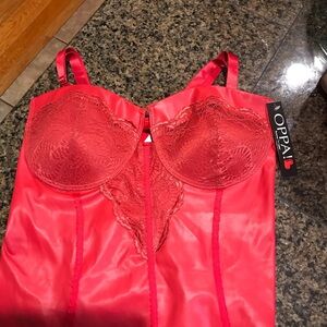 OPPA! Red Chemise‎ with Satin Finish and Underwire Support